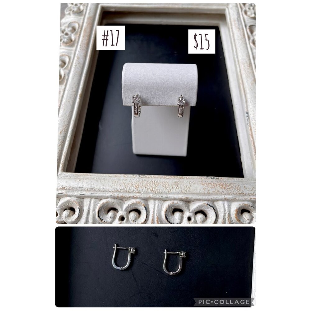 Cubic Zirconia Silvertone Earrings